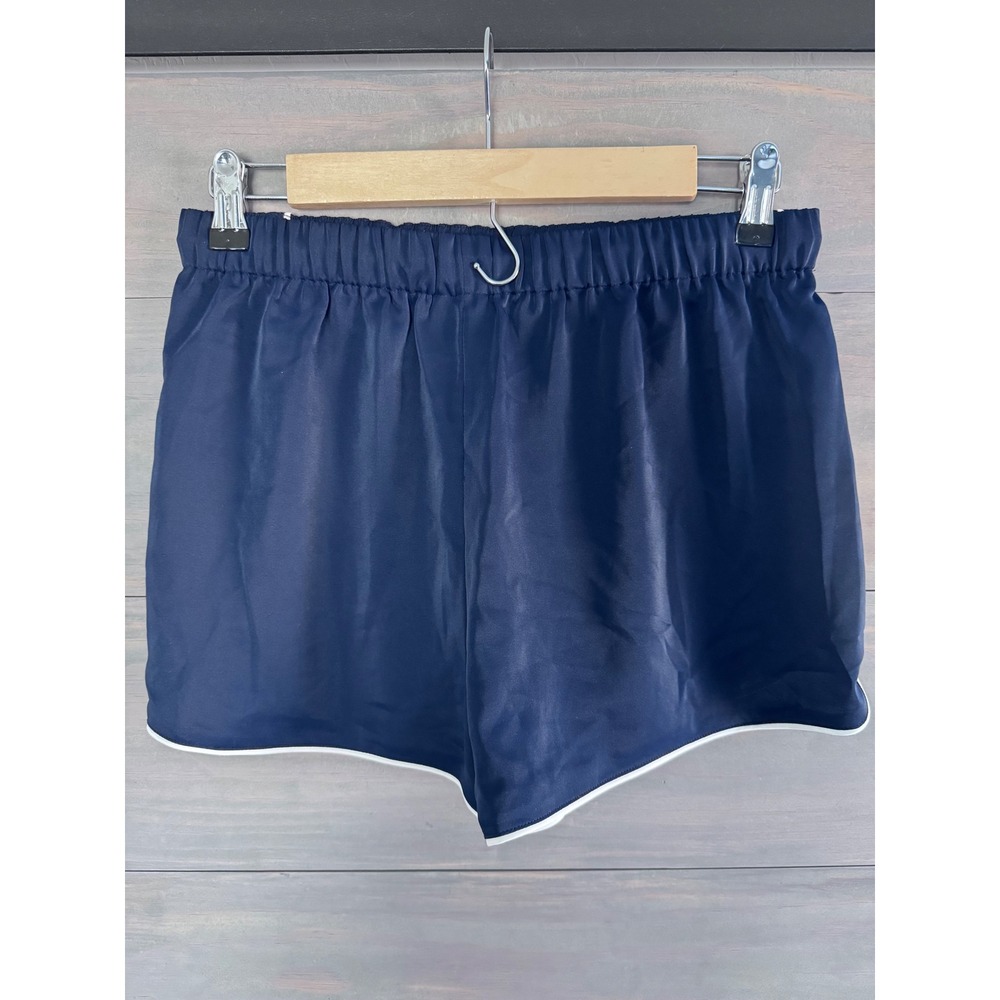 Negative Underwear Supreme Short‎ Navy Blue Satin Sleep Lounge Tassel Shorts S - Picture 3 of 4